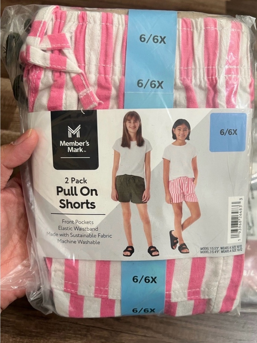 NWOT Girls' Pink & White Striped Pull-On Shorts - 6/6X (2 Pack)